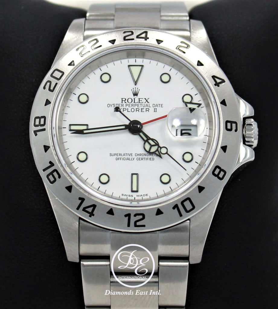 Rolex Explorer II 16570 GMT Oyster Date White Dial BOX/PAPERS - Diamonds East Intl.