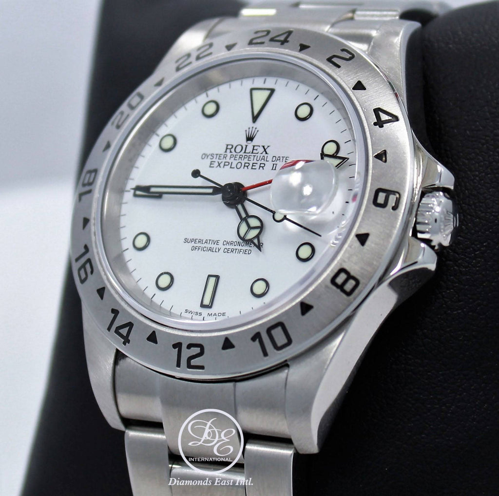 Rolex Explorer II 16570 GMT Oyster Date White Dial BOX/PAPERS - Diamonds East Intl.