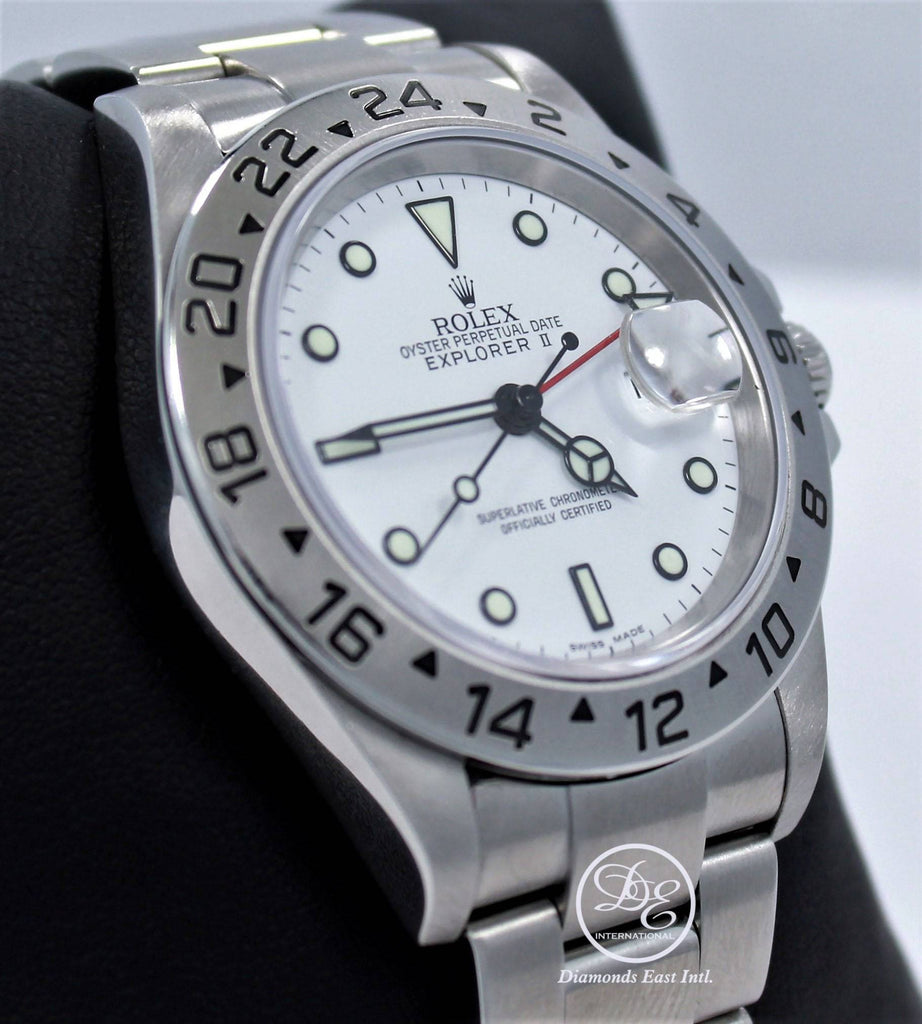Rolex Explorer II 16570 GMT Oyster Date White Dial BOX/PAPERS - Diamonds East Intl.