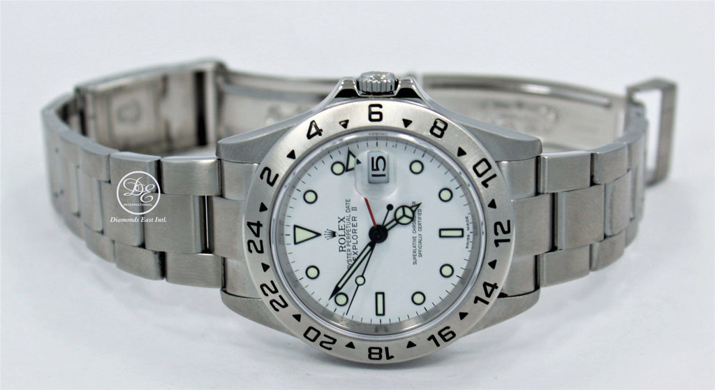 Rolex Explorer II 16570 GMT Oyster Date White Dial BOX/PAPERS - Diamonds East Intl.