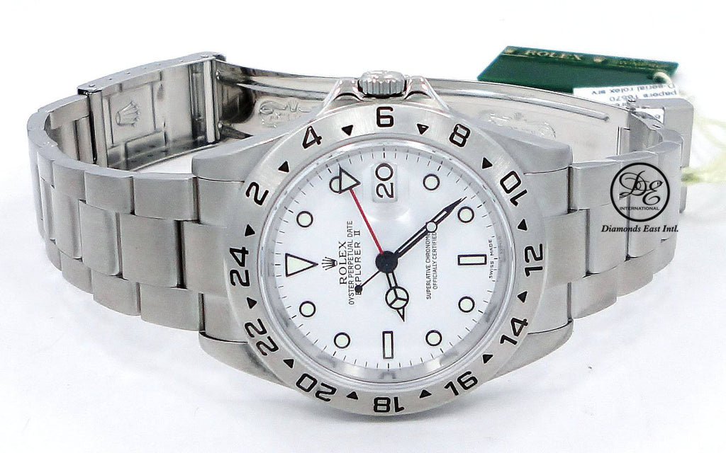 Rolex Explorer II 16570 GMT Oyster Date White Dial Watch - Diamonds East Intl.