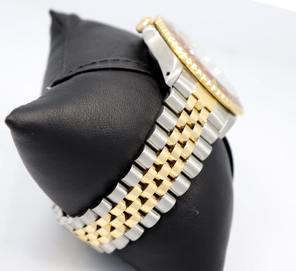 Rolex GMT-MASTER II 16713 Root Beer Two Tone Jubilee 18K Yellow Gold/Steel Watch - Diamonds East Intl.