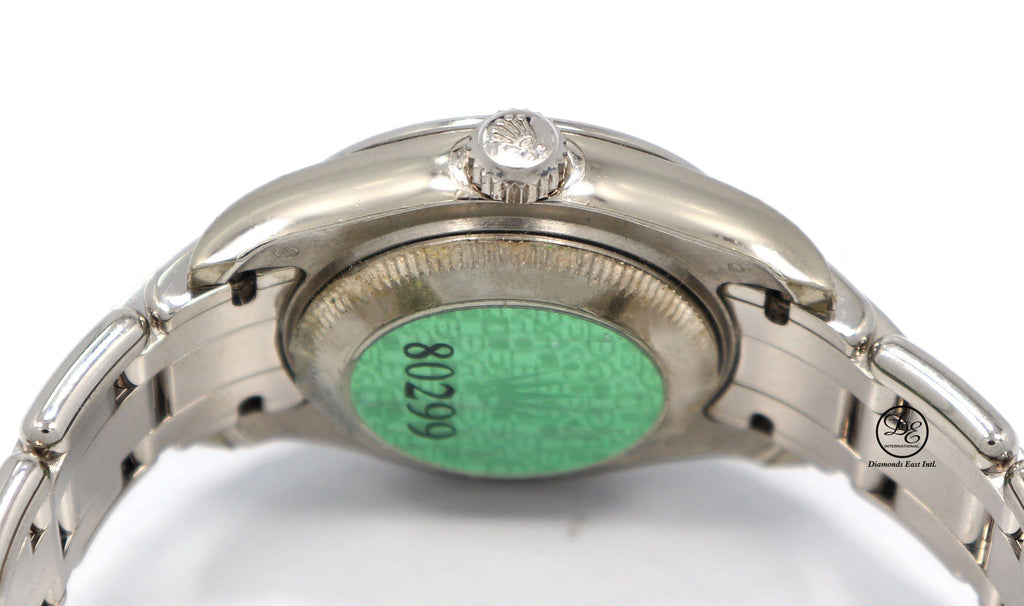 Rolex Masterpiece Pearlmaster 80299 18K White Gold Factory Tahitian Diamond Dial & Bezel MOP Dial B/PPR - Diamonds East Intl.