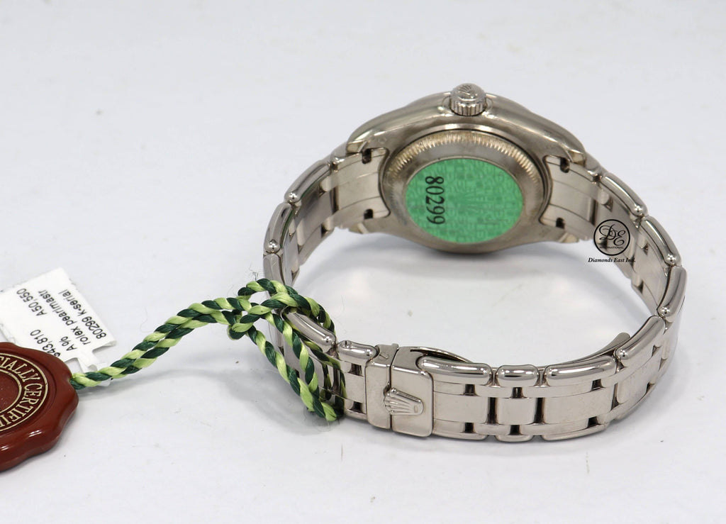 Rolex Masterpiece Pearlmaster 80299 18K White Gold Factory Tahitian Diamond Dial & Bezel MOP Dial B/PPR - Diamonds East Intl.