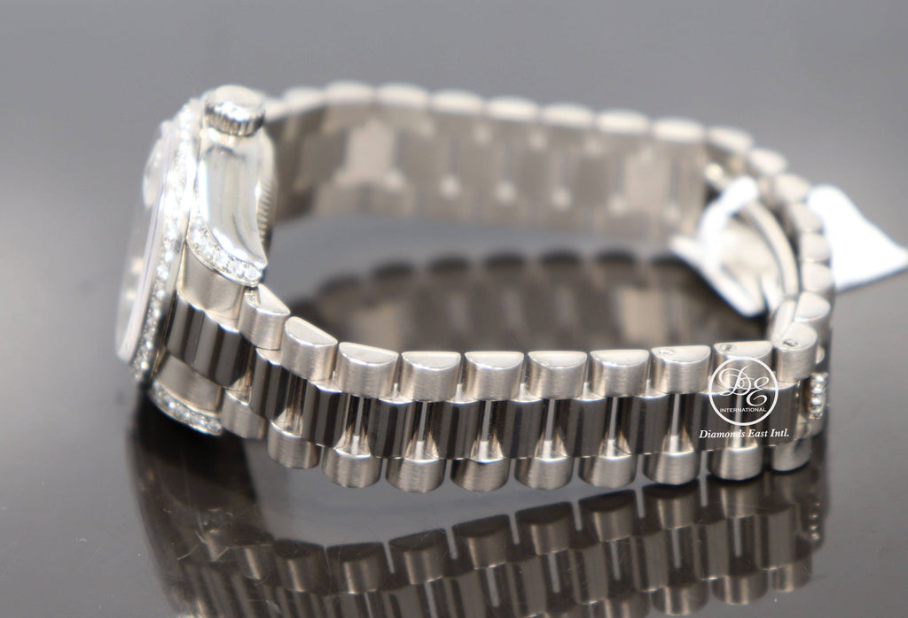 Rolex President 179159 Datejust 18K White Gold Factory Crown Collection MOP Diamond Dial and Bezel Watch - Diamonds East Intl.