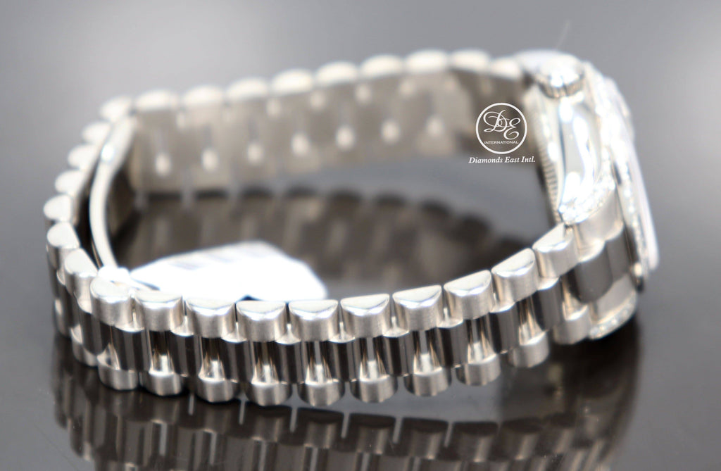 Rolex President 179159 Datejust 18K White Gold Factory Crown Collection MOP Diamond Dial and Bezel Watch - Diamonds East Intl.