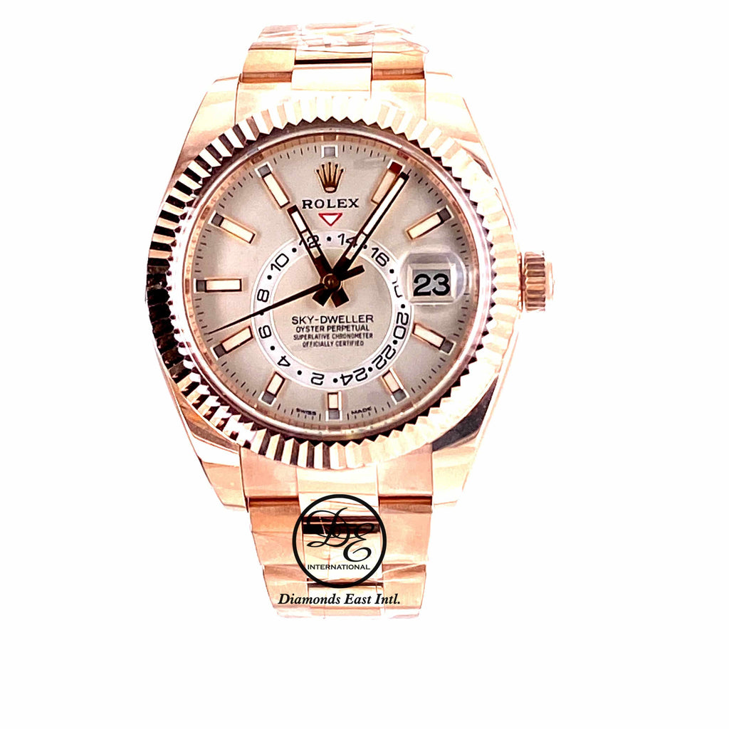 Rolex Sky-Dweller 18K Rose Gold white Dial 326935 BOX/PAPERS - Diamonds East Intl.