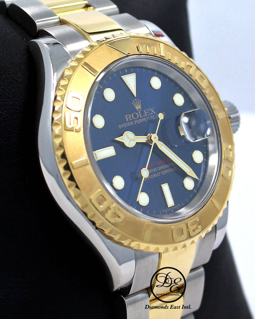 Rolex Yacht-Master 16623 2Tone Oyster 18K Yellow Gold & SS Blue Dial Watch - Diamonds East Intl.