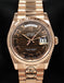 Rolex President Day-Date 118235 New Style 18K Rose Gold Factory Rare Chocolate Wave Dial MINT - Diamonds East Intl.
