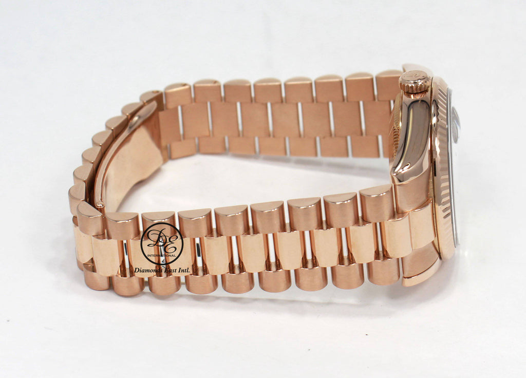 Rolex President Day-Date 118235 New Style 18K Rose Gold Factory Rare Chocolate Wave Dial MINT - Diamonds East Intl.