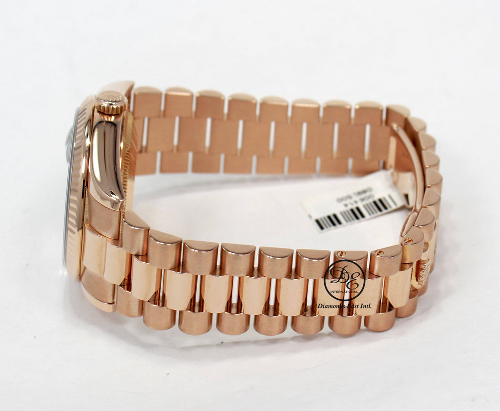 Rolex President Day-Date 118235 New Style 18K Rose Gold Factory Rare Chocolate Wave Dial MINT - Diamonds East Intl.