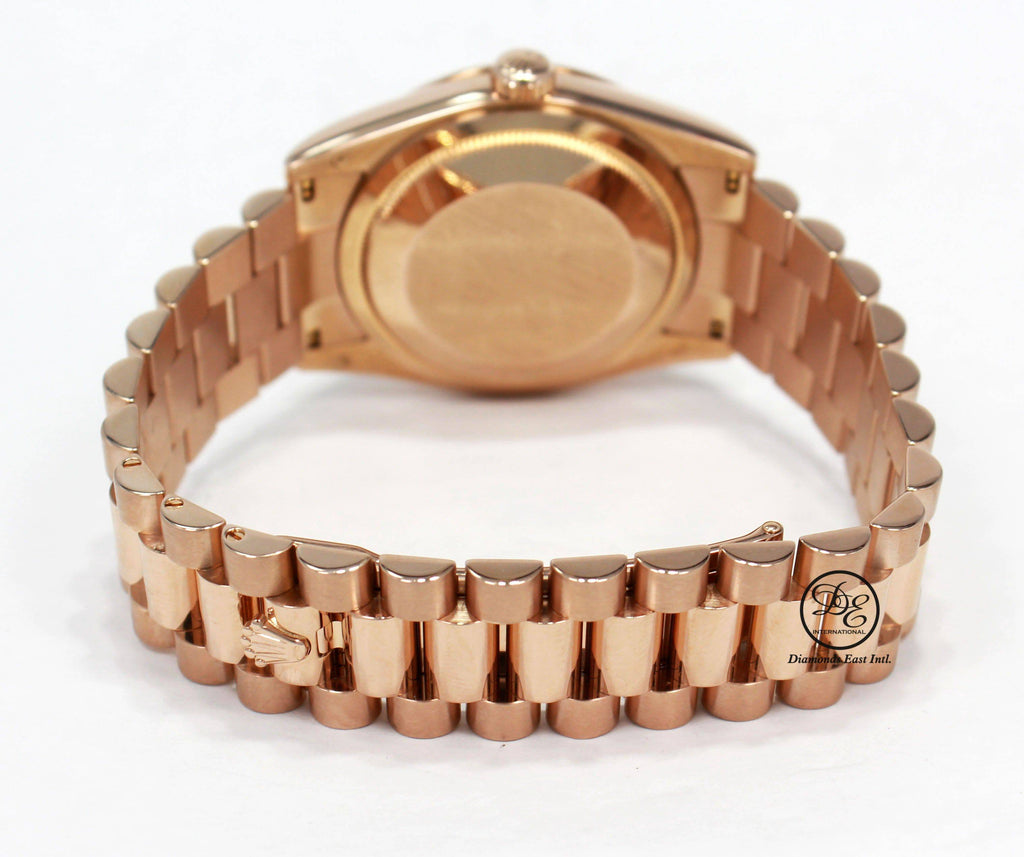 Rolex President Day-Date 118235 New Style 18K Rose Gold Factory Rare Chocolate Wave Dial MINT - Diamonds East Intl.