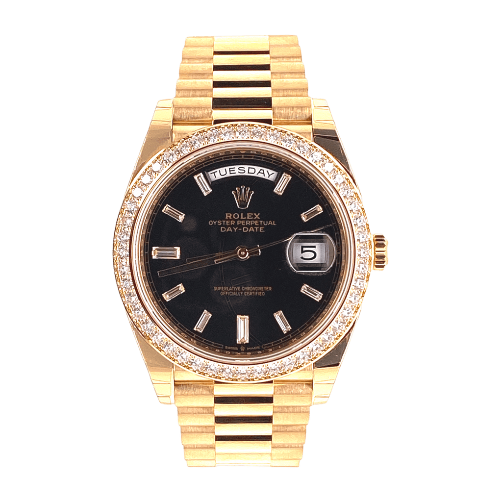 Rolex Day-Date 40 Black With Diamonds 228348RBR - Diamonds East Intl.