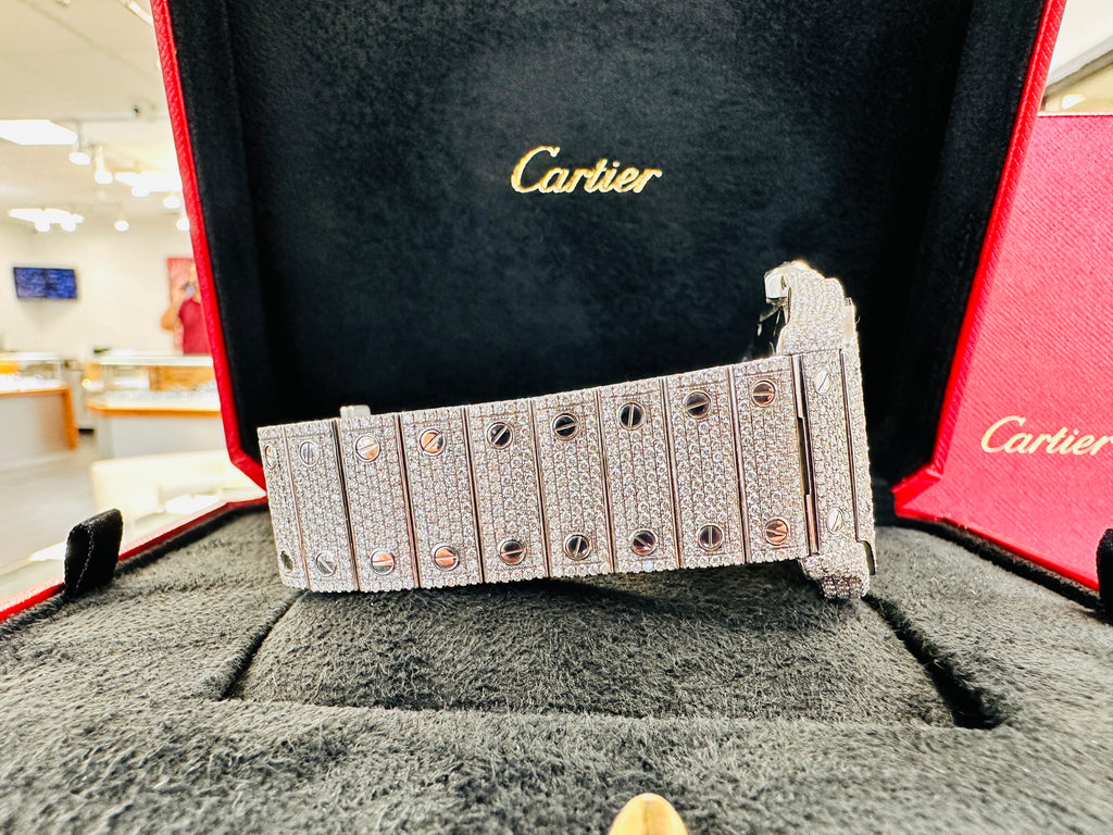 Cartier Santos WSSA0009 Custom Bust Down / Iced Out Watch Box and Papers - Diamonds East Intl.