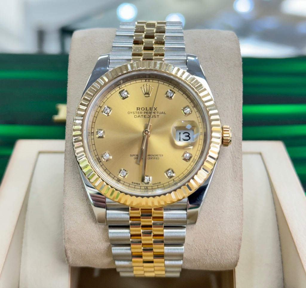 Rolex Datejust 126333 41  Factory Champagne Diamond Dial jubilee  Box and Papers - Diamonds East Intl.