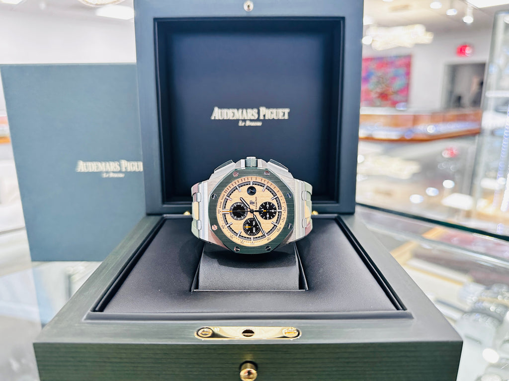 Audemars Piguet Royal Oak Offshore Chronograph "Camouflage" 26400SO.OO.A054CA.01 PreOwned Box and Papers - Diamonds East Intl.