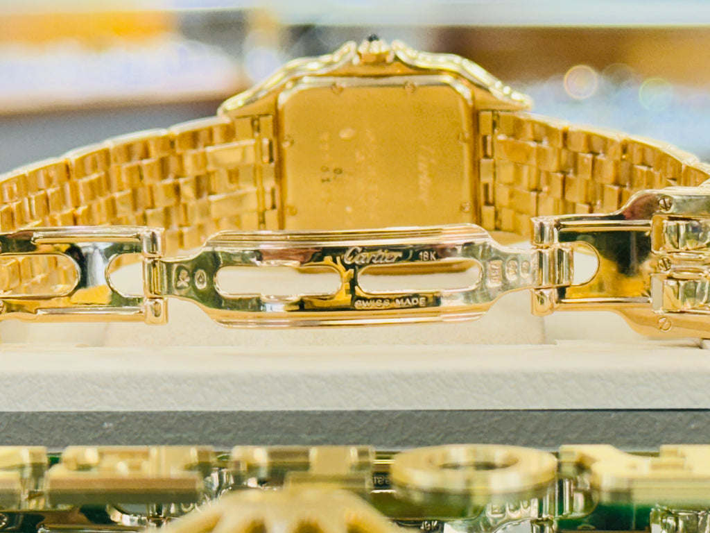 Cartier Panthere Large 18k Yellow Gold Art Deco Dial Quartz Watch REF# 1060 - Diamonds East Intl.
