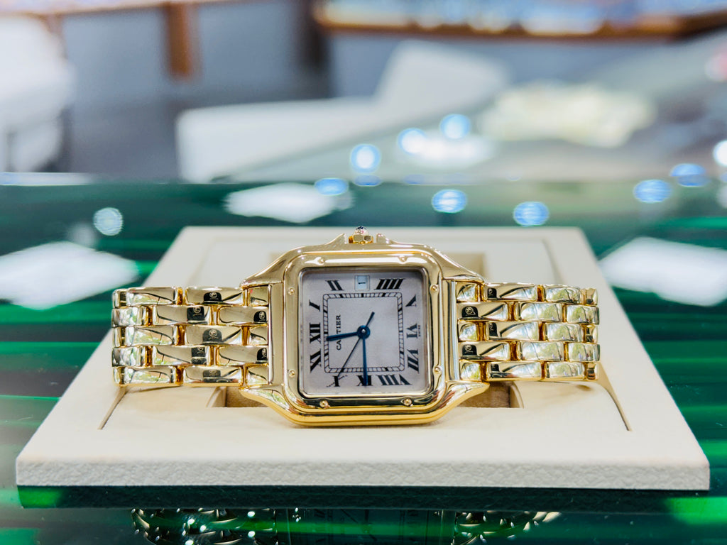 Cartier Panthere Large 18k Yellow Gold Art Deco Dial Quartz Watch REF# 1060