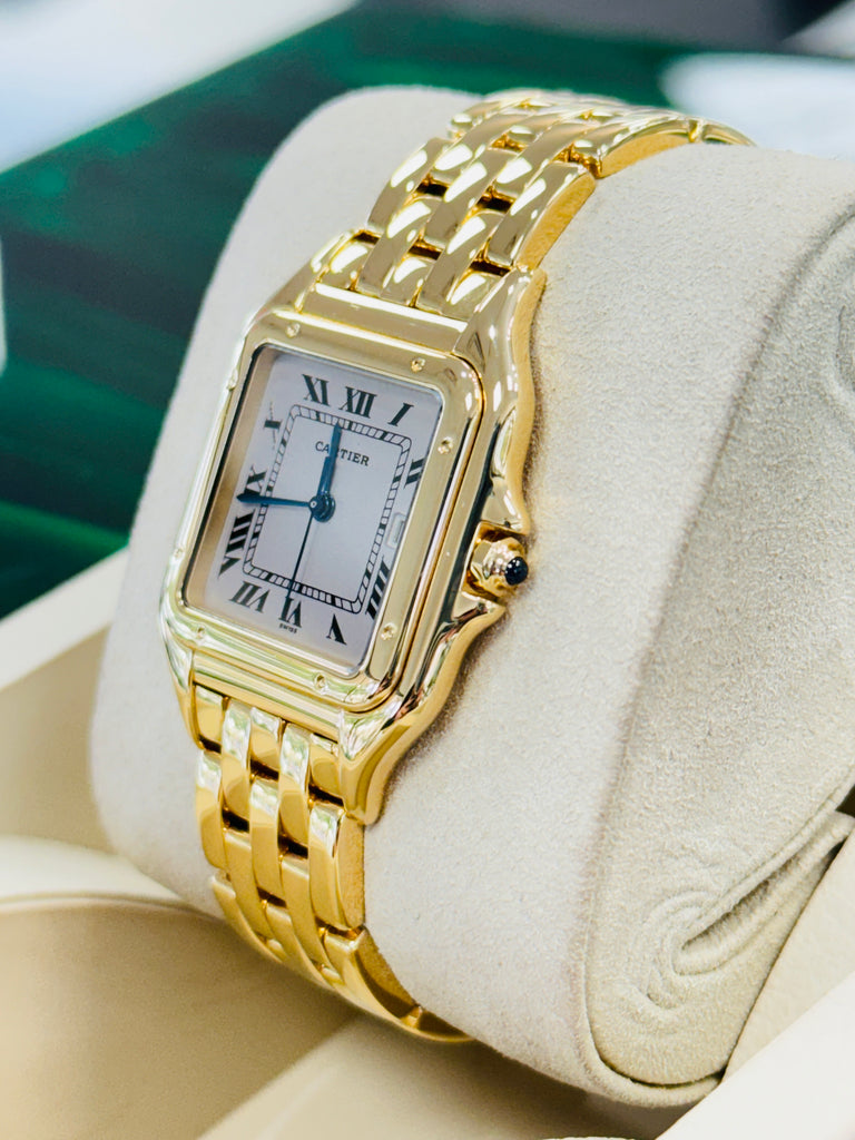 Cartier Panthere Large 18k Yellow Gold Art Deco Dial Quartz Watch