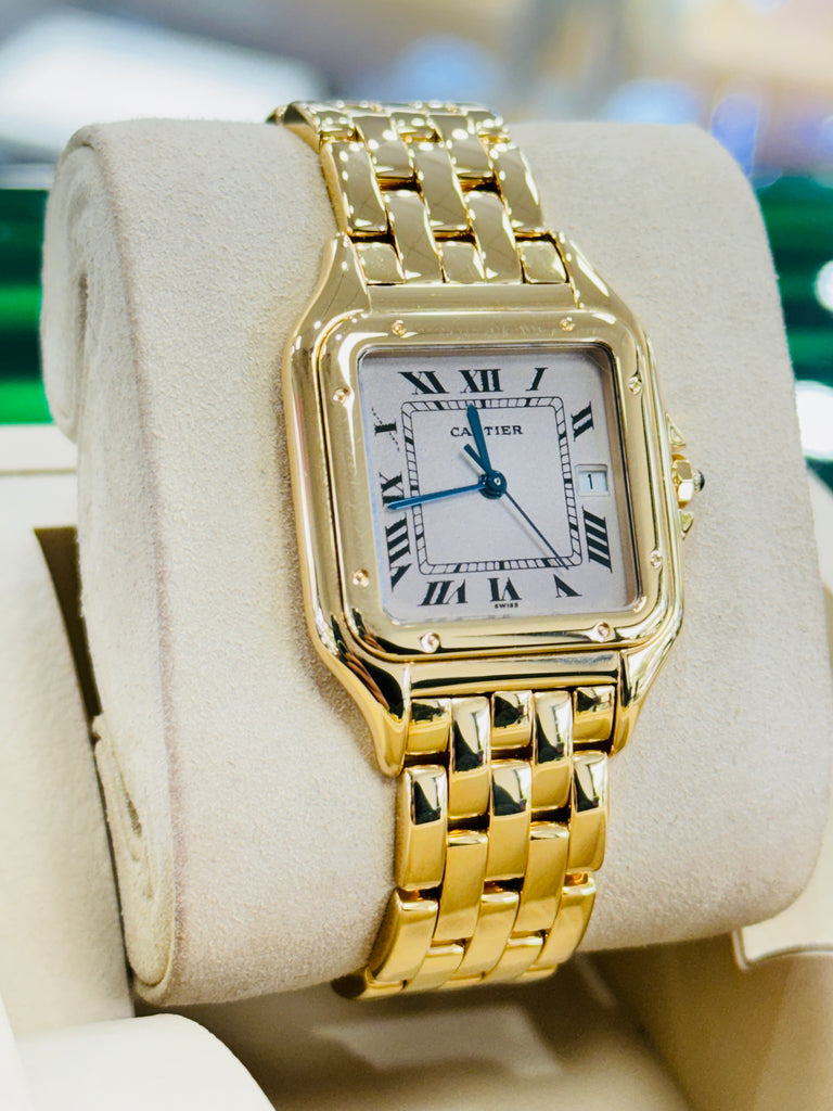 Cartier Panthere Large 18k Yellow Gold Art Deco Dial Quartz Watch REF# 1060