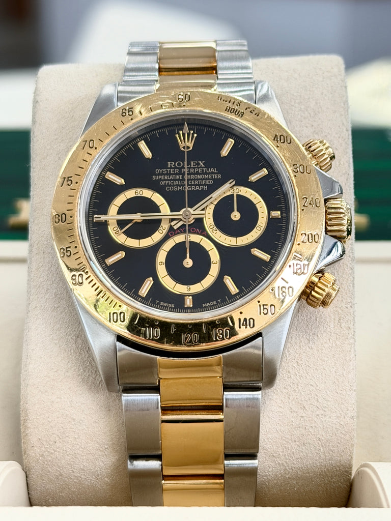 Rolex Daytona 40 16523 ZENITH  Stainless steel & Gold Black Dial PreOwned 1997-1998 - Diamonds East Intl.