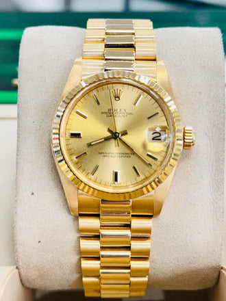 Rolex Datejust President 31 6827 Yellow Gold Champagne Dial Box & Papers MINT - Diamonds East Intl.