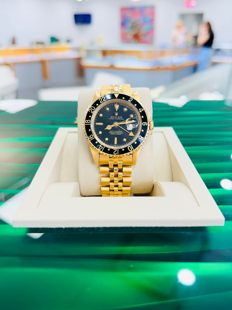 Rolex GMT-Master 40 16758 Black Dial Yellow Gold Box  PreOwned - Diamonds East Intl.