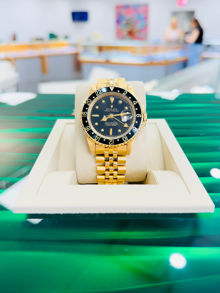 Rolex GMT-Master 40 16758 Black Dial Yellow Gold Box  PreOwned - Diamonds East Intl.
