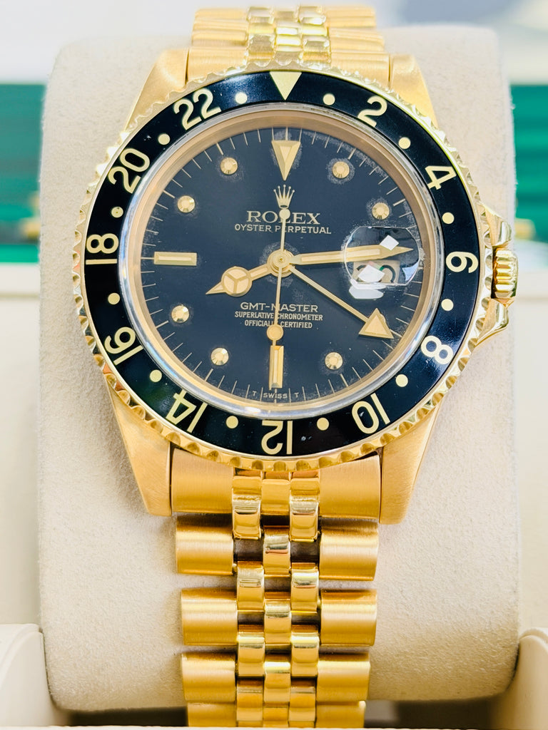 Rolex GMT-Master 40 16758 Black Dial Yellow Gold Box  PreOwned - Diamonds East Intl.