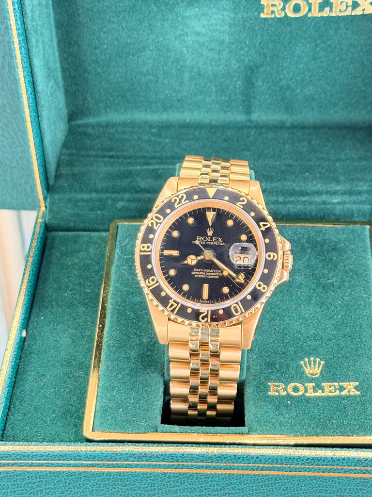 Rolex GMT-Master 40 16758 Black Dial Yellow Gold Box  PreOwned - Diamonds East Intl.