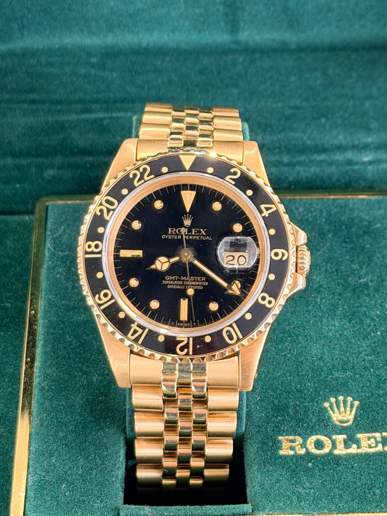 Rolex GMT-Master 40 16758 Black Dial Yellow Gold Box  PreOwned - Diamonds East Intl.