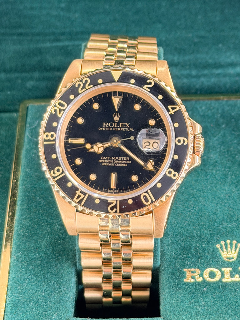 Rolex GMT-Master 40 16758 Black Dial Yellow Gold Box  PreOwned - Diamonds East Intl.