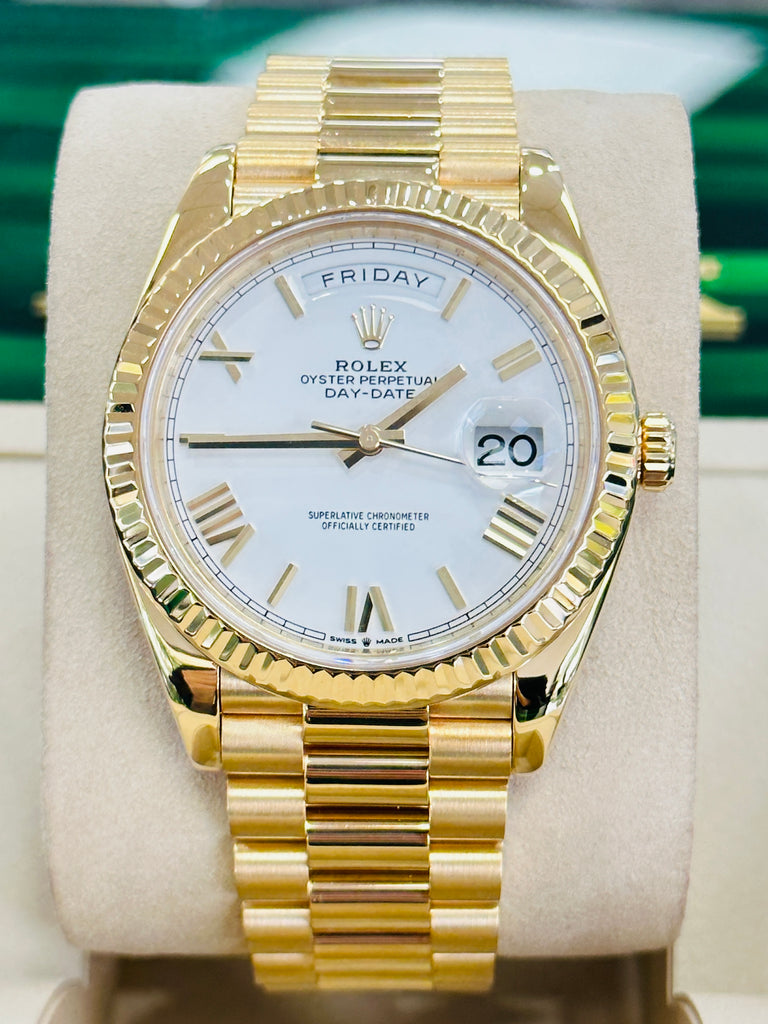 Rolex DayDate 40 228238 White Roman Dial Box and Papers PreOwned - Diamonds East Intl.
