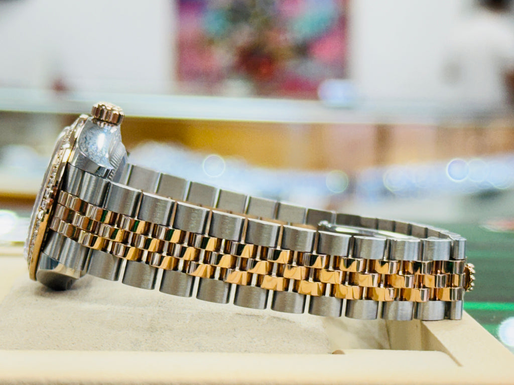 Rolex Lady-Datejust 279381RBR 28  Steel Rose Gold Mother of Pearl Diamond  Box and Papers PreOwned - Diamonds East Intl.