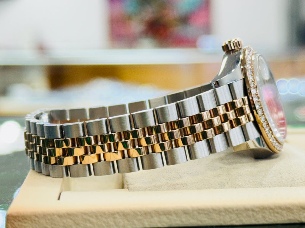 Rolex Lady-Datejust 279381RBR 28  Steel Rose Gold Mother of Pearl Diamond  Box and Papers PreOwned - Diamonds East Intl.