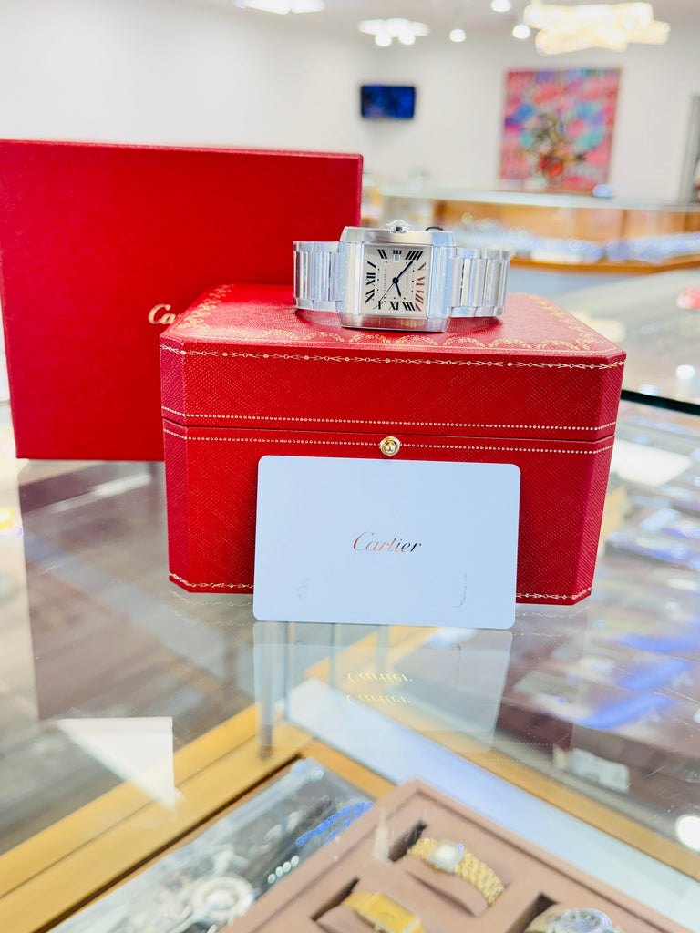 Cartier Tank Française WSTA0067 36.7mm Large Silvered Roman Dial  Box and Papers Unworn