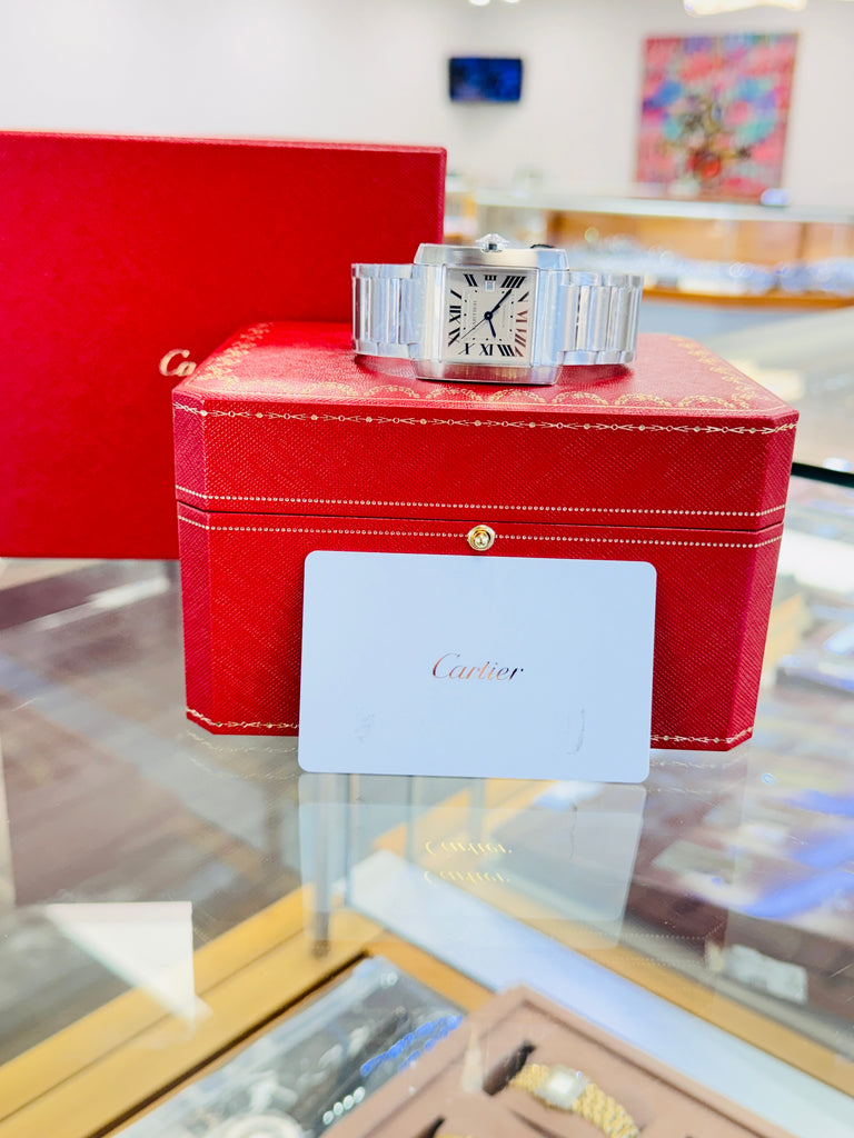 Cartier Tank Française WSTA0067 36.7mm Large Silvered Roman Dial  Box and Papers Unworn