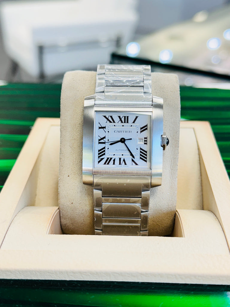 Cartier Tank Française WSTA0067 36.7mm Large Silvered Roman Dial  Box and Papers Unworn