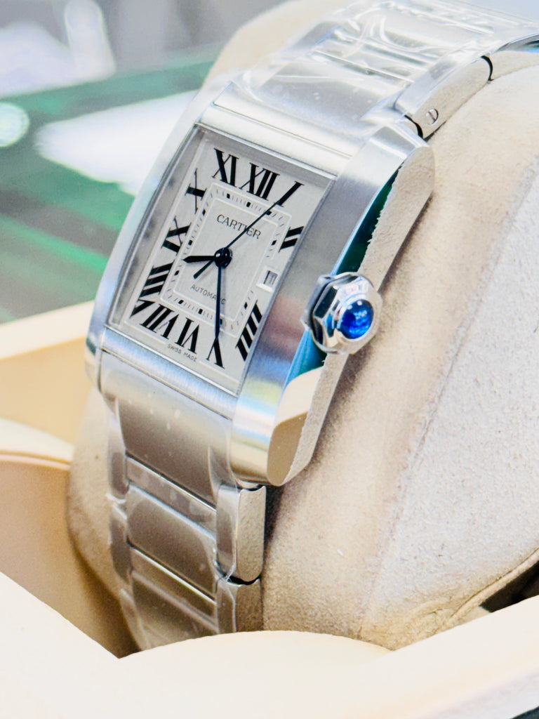 Cartier Tank Française WSTA0067 36.7mm Large Silvered Roman Dial  Box and Papers Unworn