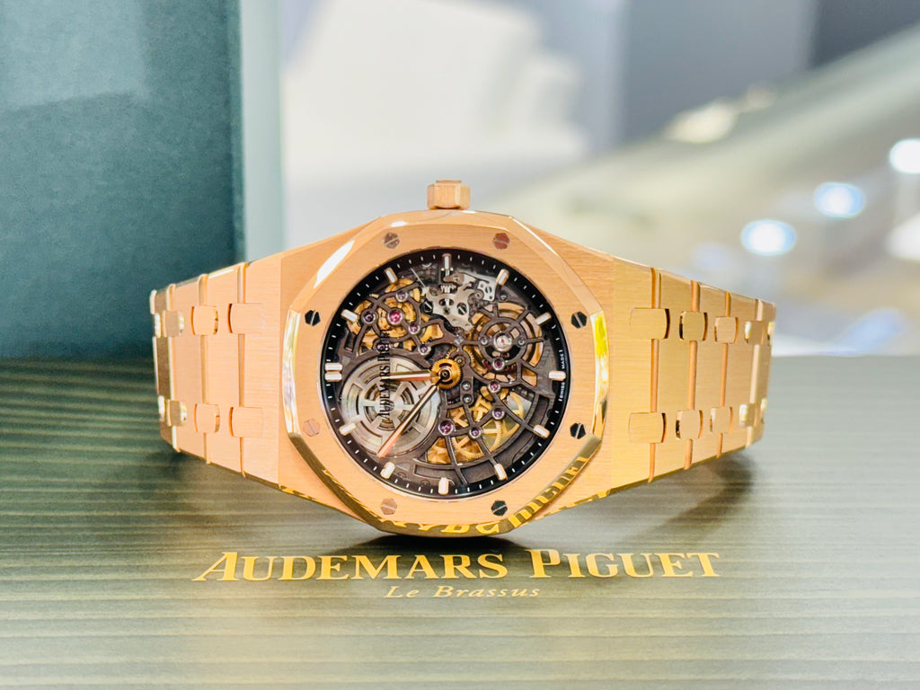 Audemars Piguet Royal Oak Jumbo "jumbo" Extra-thin Openwork 39 Full Rose Gold  16204OR.OO.1240OR.03  Box and Papers - Diamonds East Intl.