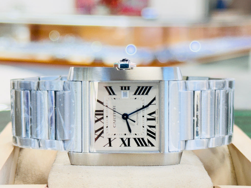 Cartier Tank Française WSTA0067 36.7mm Large Silvered Roman Dial  Box and Papers Unworn