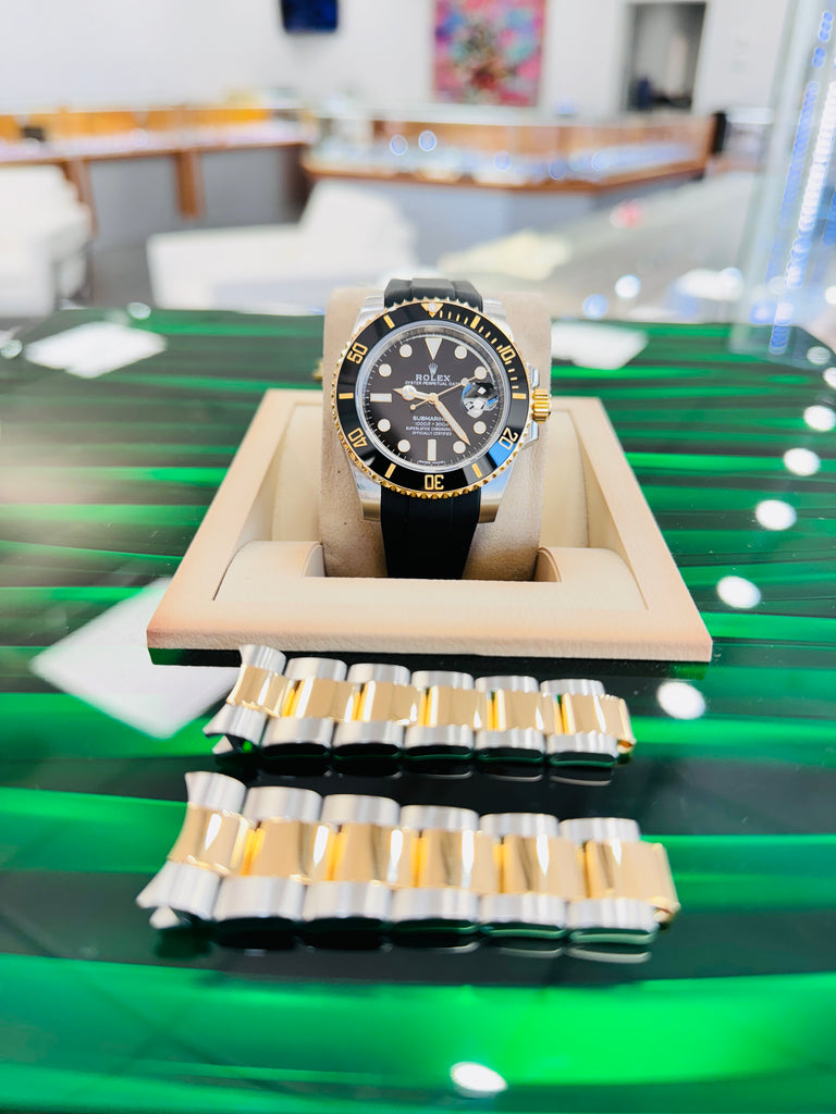 Rolex Submariner Date 116613LN 40 Black Dial Rubber B + Original OYSTER STEEL/GOLD BAND Watch Box/Paper