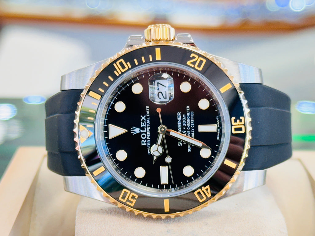 Rolex Submariner Date 116613LN 40 Black Dial Rubber B + Original OYSTER STEEL/GOLD BAND Watch Box/Paper