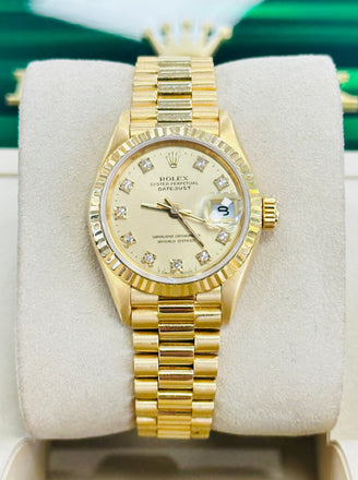 Rolex Lady-Datejust President 69178  Yellow Gold Diamond Dial Box Papers preowned - Diamonds East Intl.