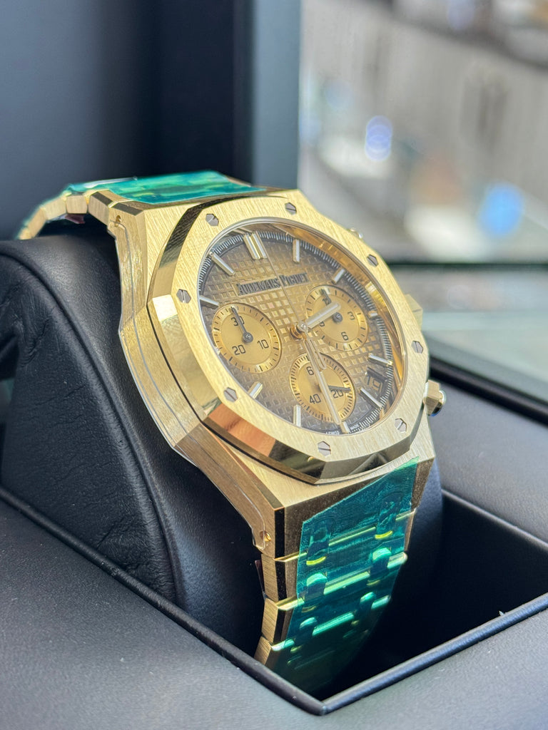 Audemars Piguet Royal Oak Chronograph 41 26240BA.OO.1320BA.02 Yellow Gold Smoke Dial  Box and Papers Unworn - Diamonds East Intl.
