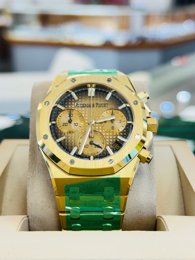 Audemars Piguet Royal Oak Chronograph 41 26240BA.OO.1320BA.02 Yellow Gold Smoke Dial  Box and Papers Unworn - Diamonds East Intl.