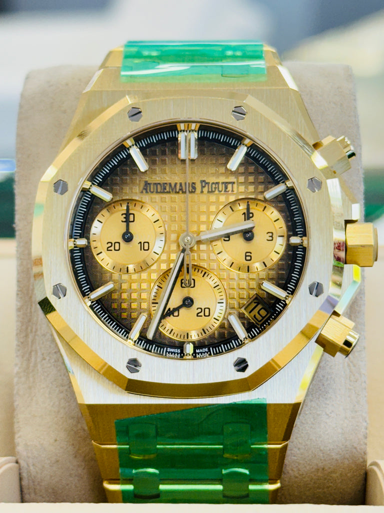 Audemars Piguet Royal Oak Chronograph 41 26240BA.OO.1320BA.02 Yellow Gold Smoke Dial  Box and Papers Unworn - Diamonds East Intl.