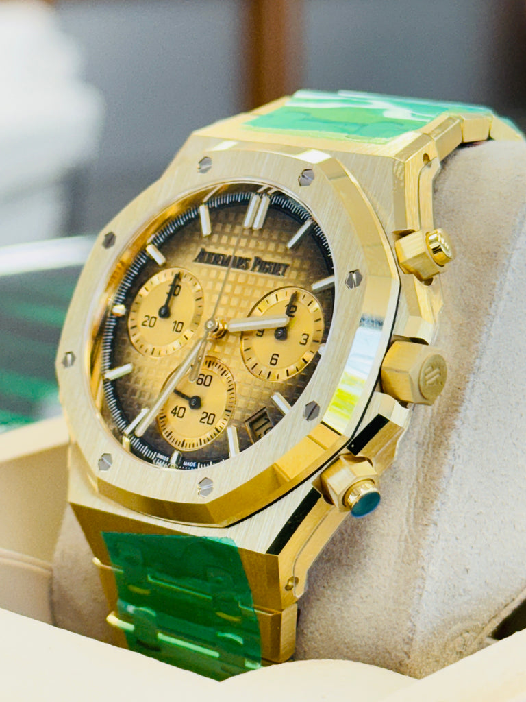 Audemars Piguet Royal Oak Chronograph 41 26240BA.OO.1320BA.02 Yellow Gold Smoke Dial  Box and Papers Unworn - Diamonds East Intl.