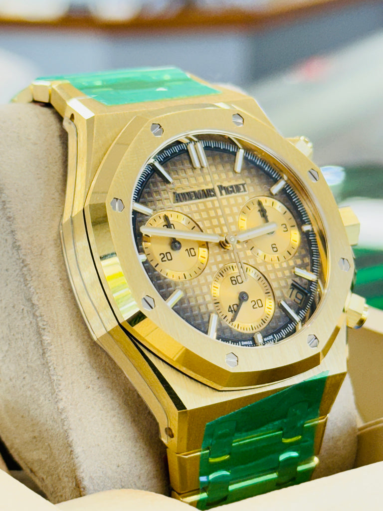 Audemars Piguet Royal Oak Chronograph 41 26240BA.OO.1320BA.02 Yellow Gold Smoke Dial  Box and Papers Unworn - Diamonds East Intl.