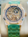 Audemars Piguet Royal Oak 37 15467OR.OO.1256OR.02  Double Balance Wheel Openworked Rose Gold Purple Inner Bezel  Box and Papers Unworn - Diamonds East Intl.